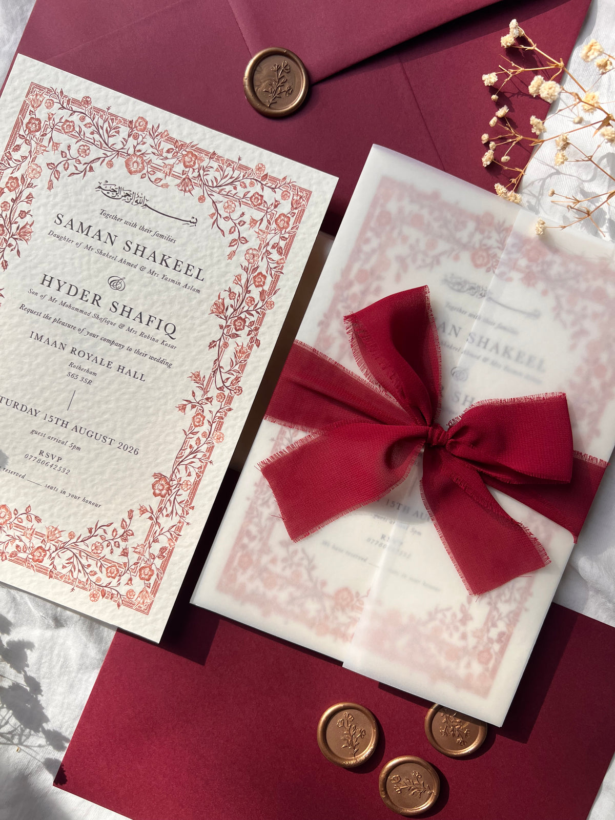 Wedding Invitation - Farah (Burgundy)