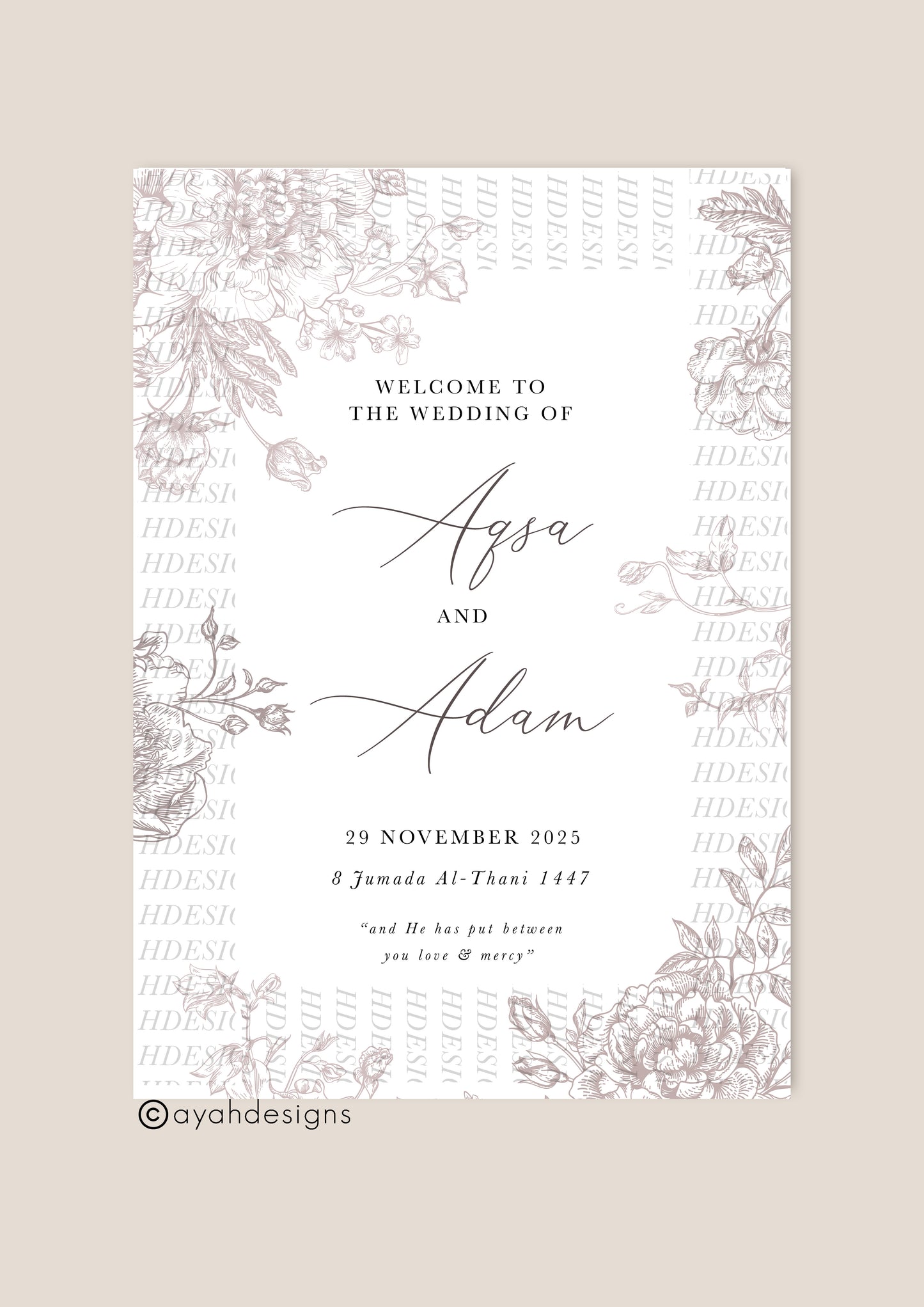 Walima Welcome Sign - Aisha