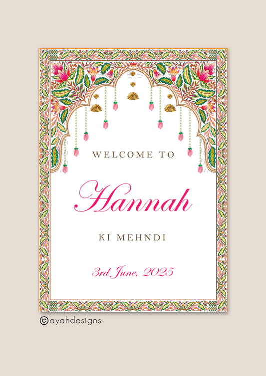 Mehndi Welcome Sign - Jamila