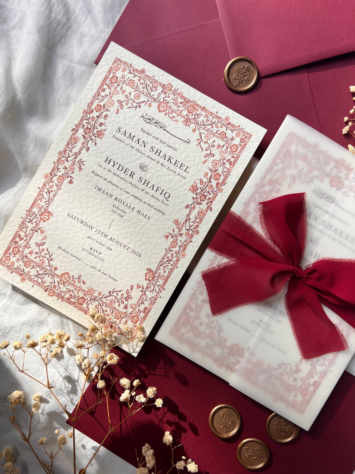 Wedding Invitation - Farah (Burgundy)