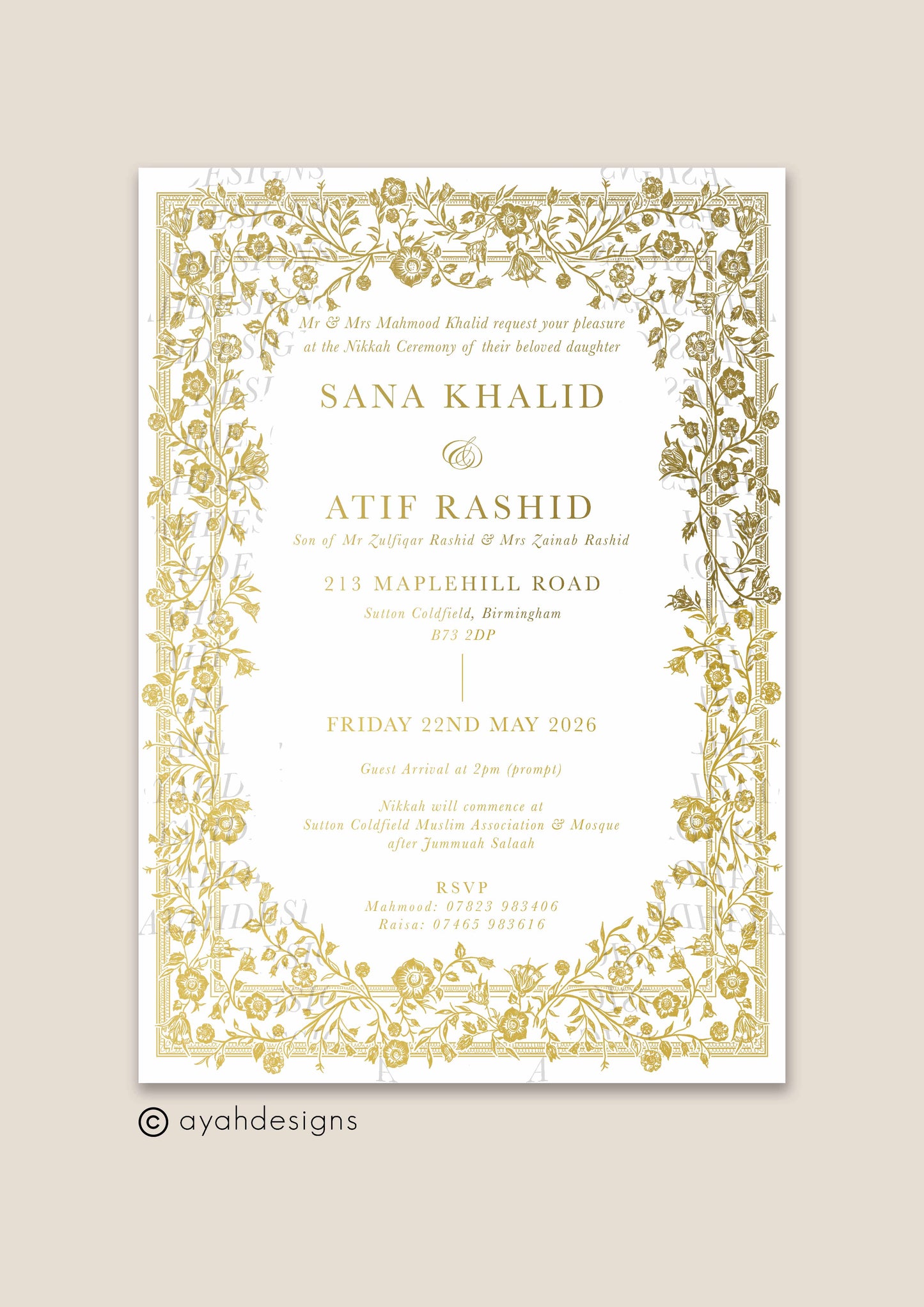 Wedding Invitation - Farah (Foiled)