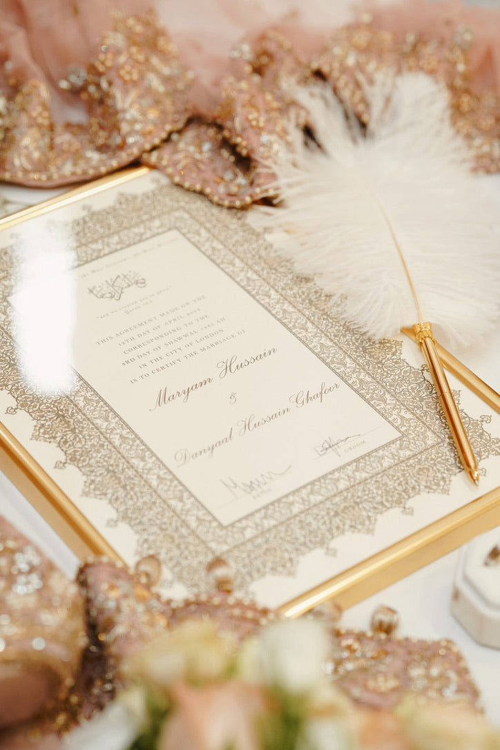 Personalised Luxury Nikkah Certificate - Afreen Gold