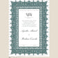 Personalised Luxury Nikkah Certificate - Afreen Green