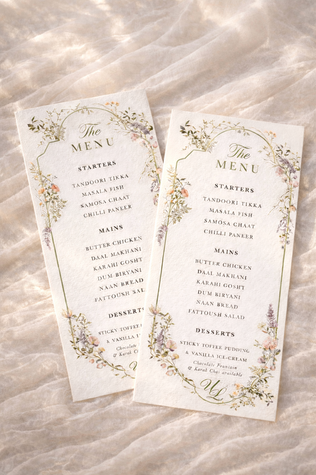 Wedding Menu - Sarah