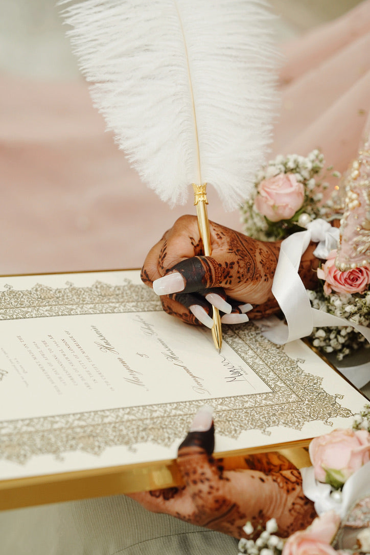 Personalised Luxury Nikkah Certificate - Afreen Gold