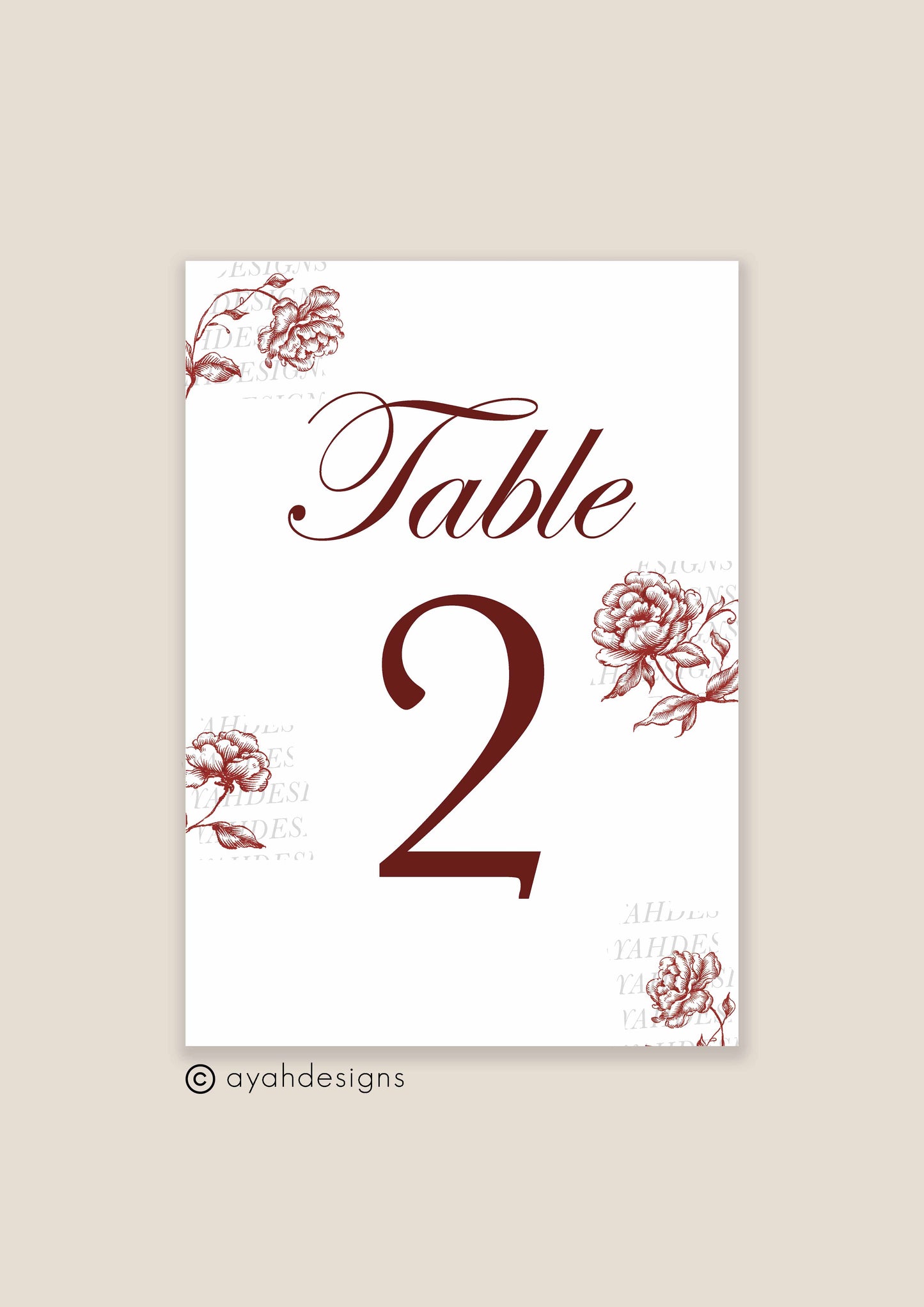 Table Numbers - Ria