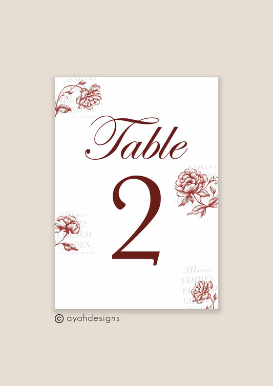 Table Numbers - Ria