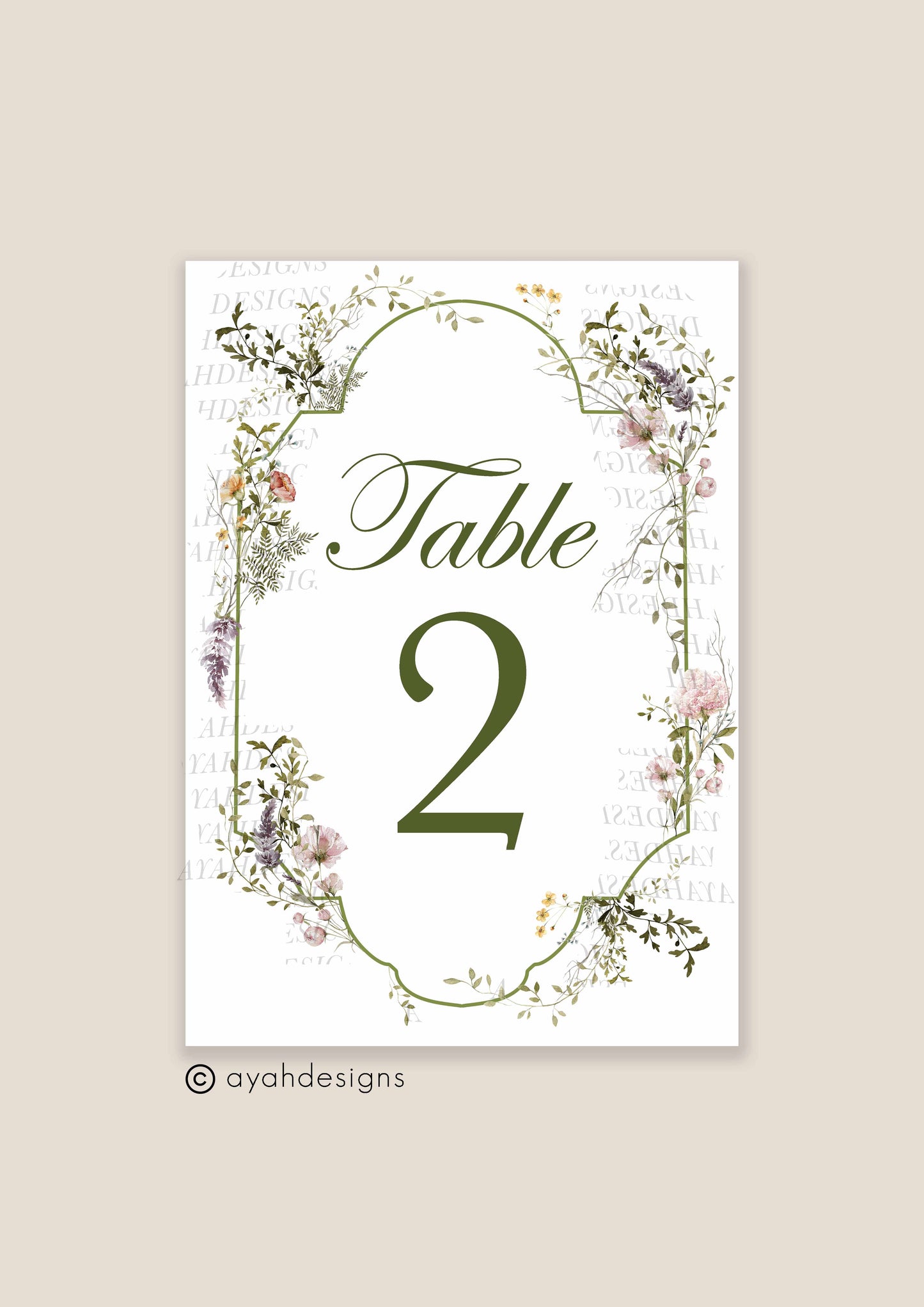 Table Numbers - Sarah