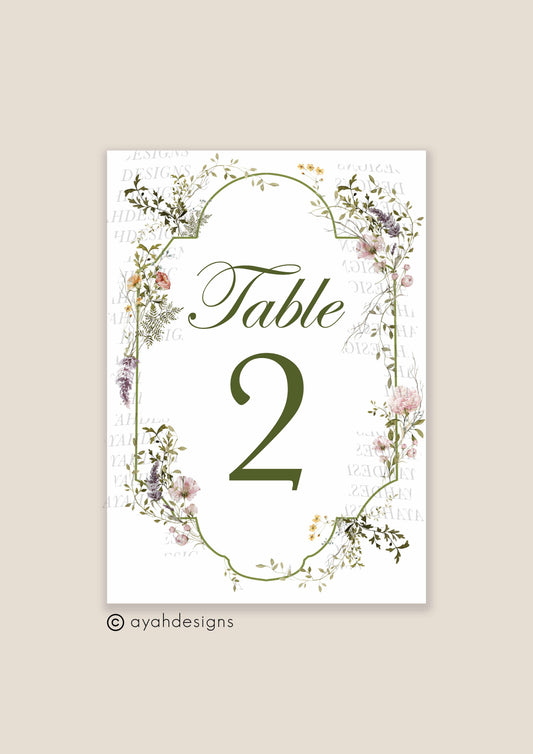 Table Numbers - Sarah