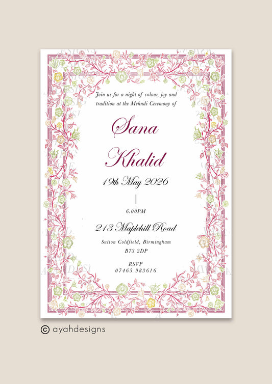 Mehndi Invitation - Farah