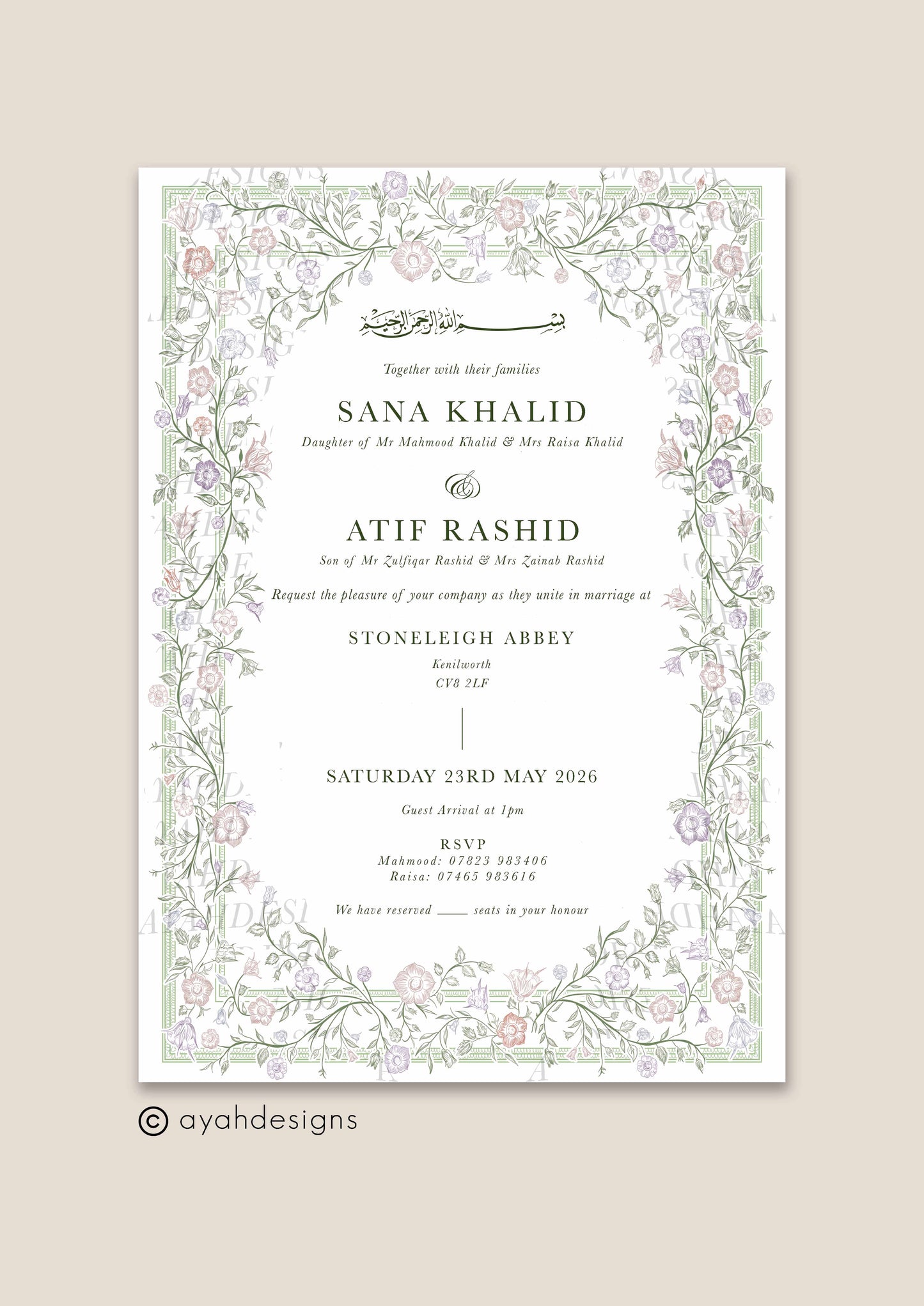 Wedding Invitation - Farah