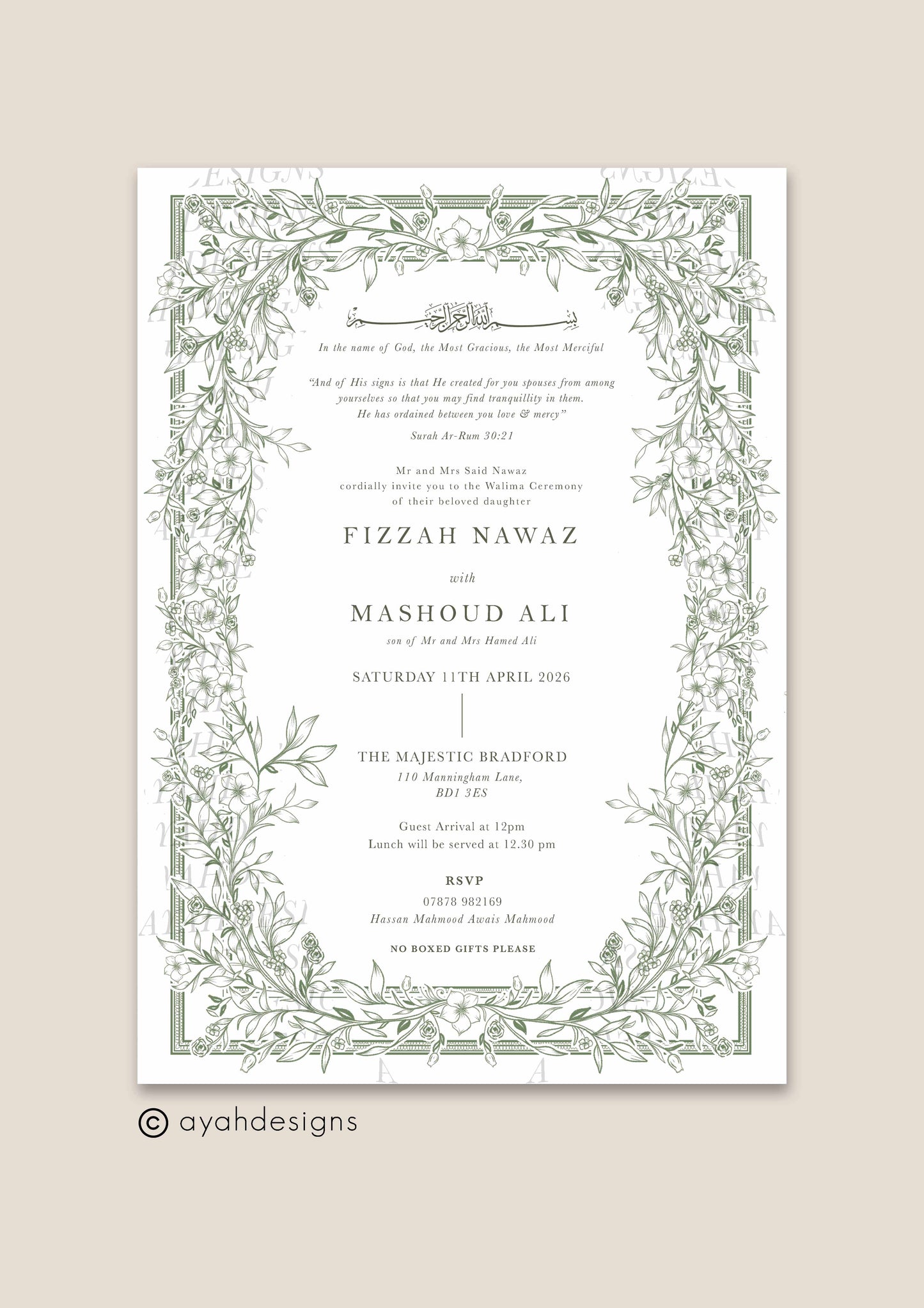 Wedding Invitation - Yasmeen