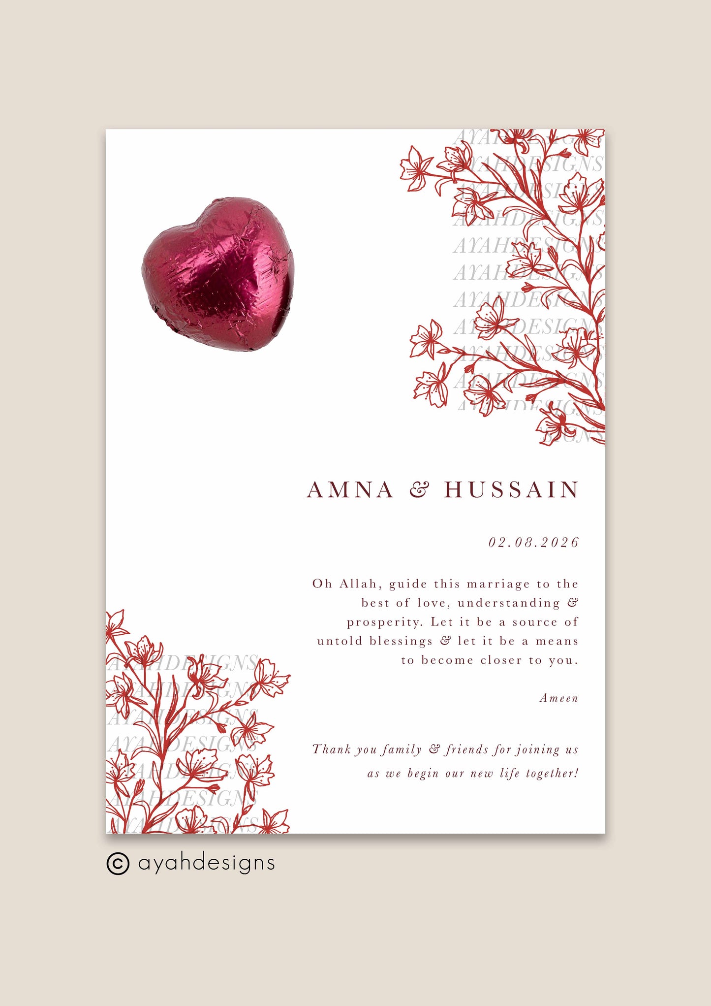 Wedding Favour - Maya (Burgundy)