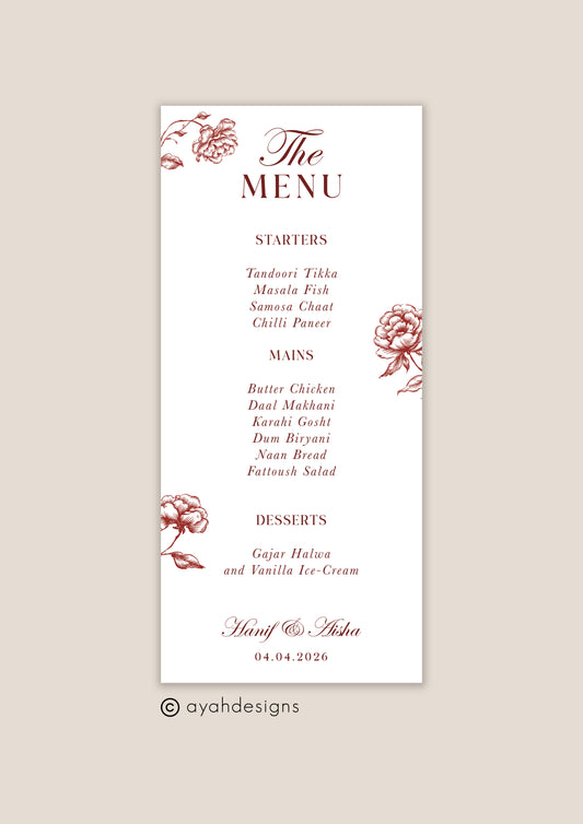 Wedding Menu - Ria