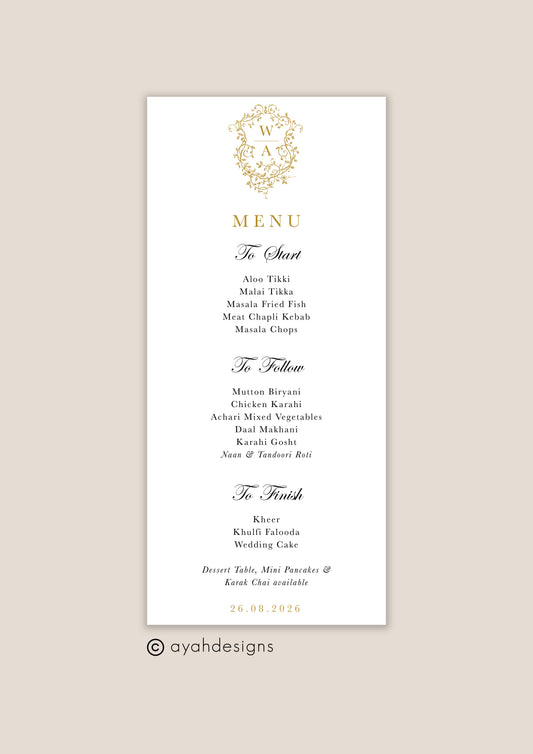 Wedding Menu - Rani
