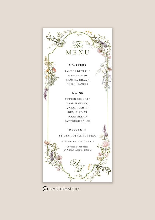 Wedding Menu - Sarah