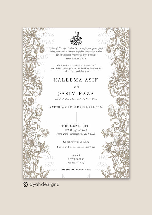 Invitation Insert (5 x 7") - Naya