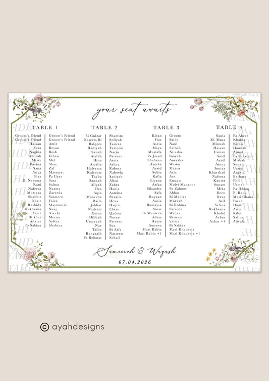 Seating Chart - Sarah