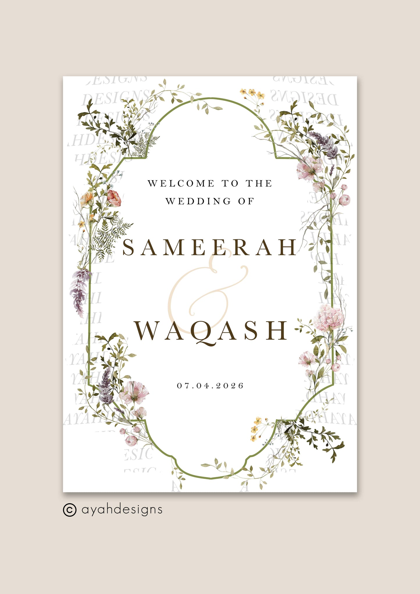 Wedding Welcome Sign - Sarah