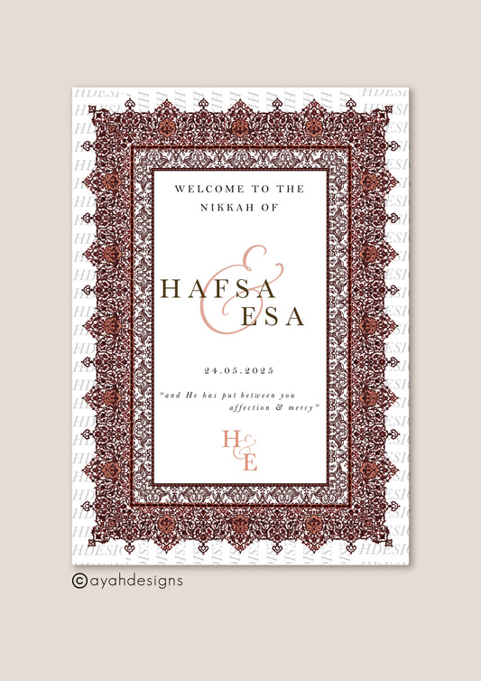 Nikkah Welcome Sign - Afreen (Red)