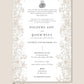 gold invite, gold calligraphy Islamic wedding invitation, floral Nikah invitation design, floral wedding invitation, personalised wedding invite, personalised wedding invitation, custom wedding, custom invitation, Walima invitation cards