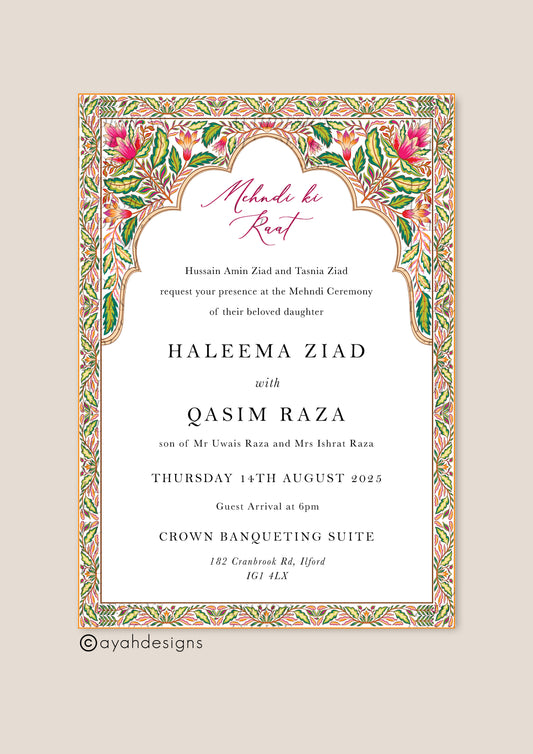 Mehndi Invitation - Safa (Pink)