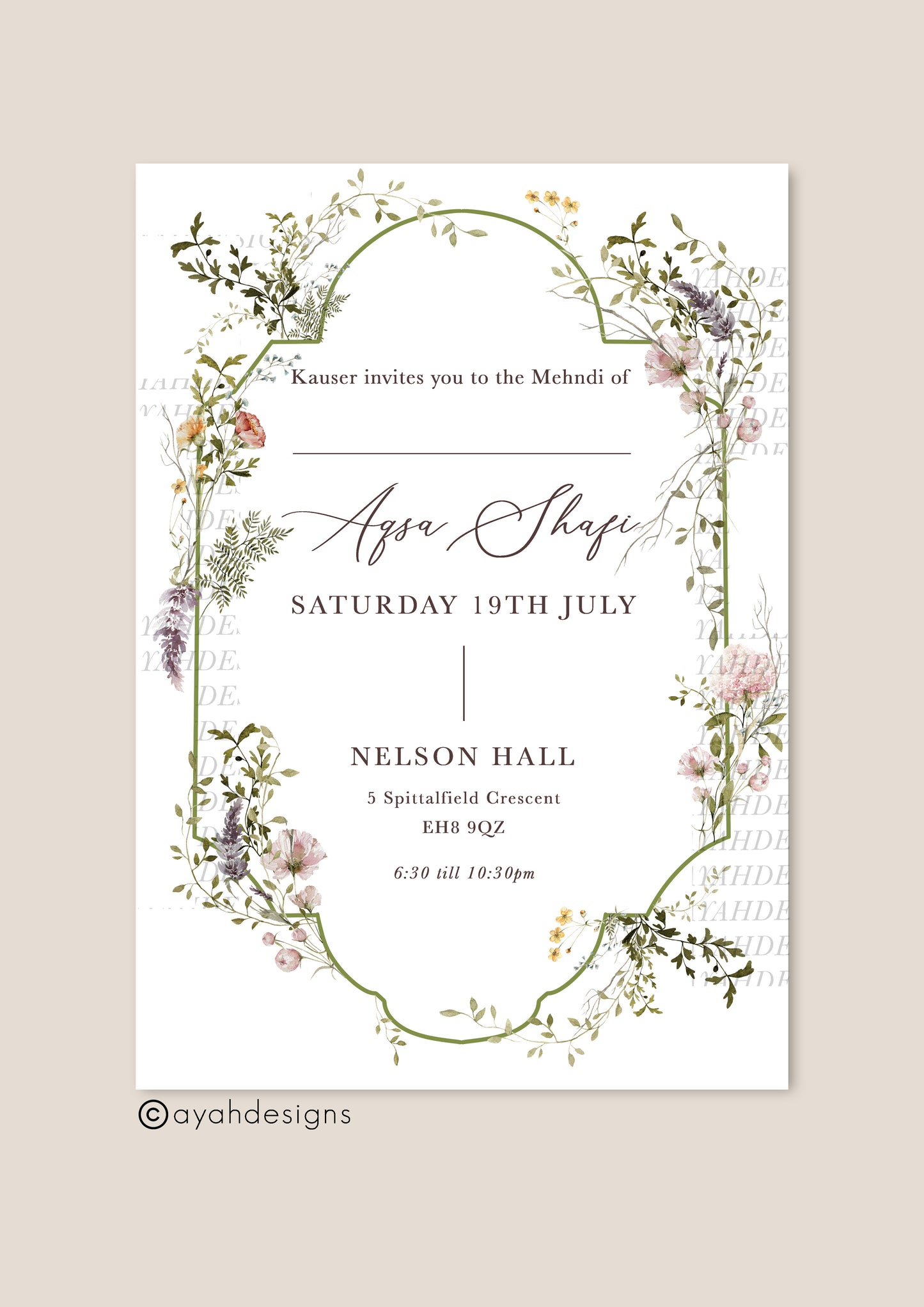 Mehndi Invitation - Sarah