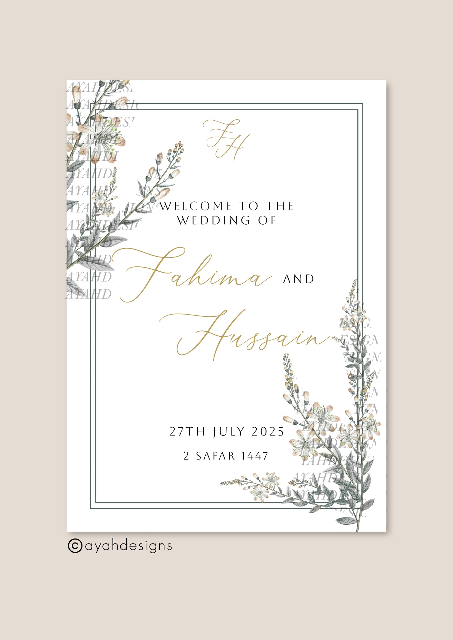 Walima Welcome Sign - Amina
